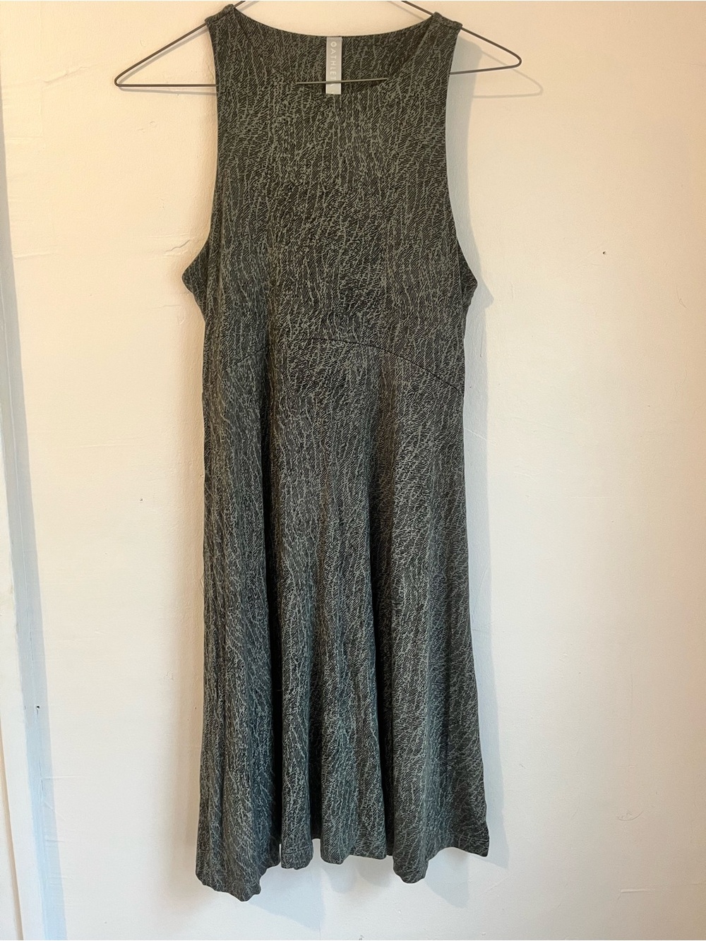 Athleta Sleeveless Patterned Charcoal Gray A-Line Dress